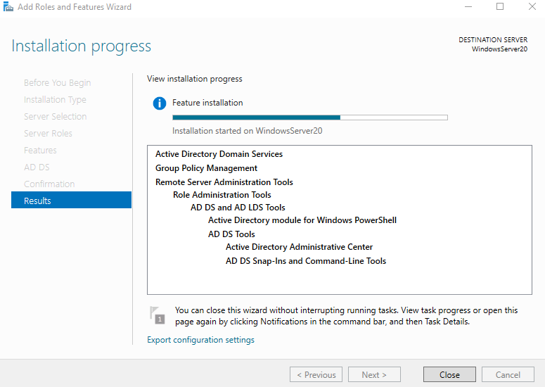 Installed Active Directory